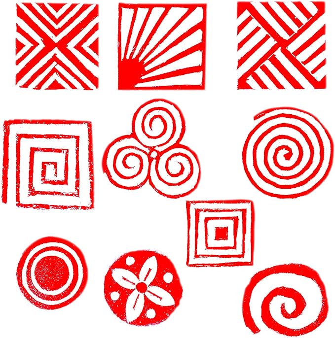 Royal Kraft Geometric Wooden Printing Stamps (Set of 10) - DIY Henna Fabric Textile Paper Clay Pottery Blocks Htag2171