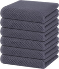 Homaxy 100% Cotton Waffle Weave Kitchen Dish Towels, Ultra Soft Absorbent Quick Drying Cleaning Towel, 13 x 28 Inches, 6-Pack, Dark Grey