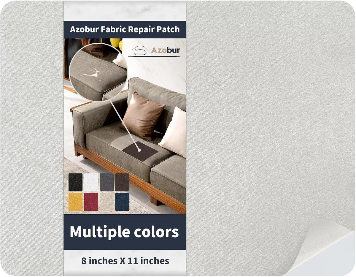 Azobur Velvet Patch,Self-Adhesive Rectangular Flannel Fabric Patch,Multicolor Available Anti Scratch Velvet 8X11 Inch Peel and Stick for Sofas, Automotive Interior, Handbags,and Pillow (Light Grey)