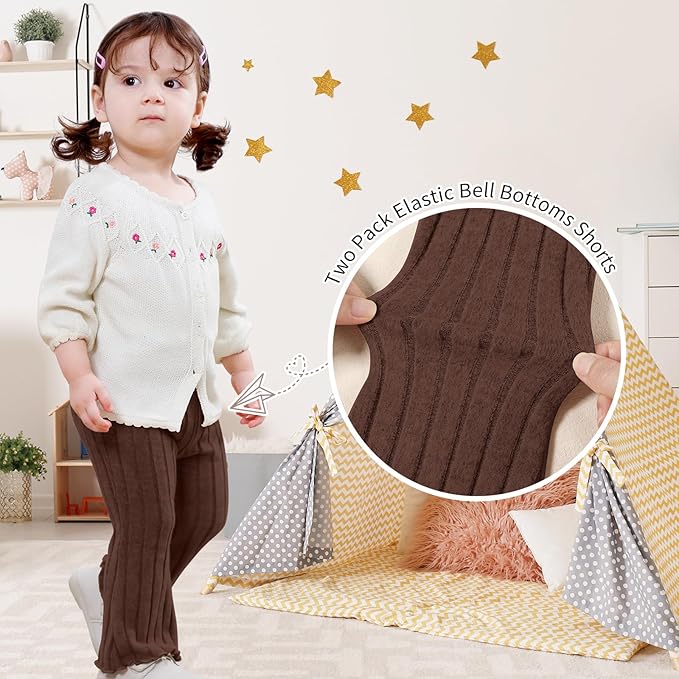 Neutocd Baby Girl Flare Pants Toddler Bell Bottoms Leggings Infant Stretchy Soft Trousers Solid Elastic Waist Pants