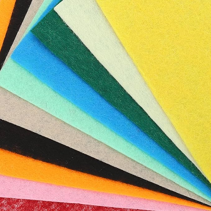 MECCANIXITY Felt Square Shape Craft Felt Sheets 11.81Inch x 11.81Inch for Home Decor Party Crafting Art, 10 Colors, Pack of 100