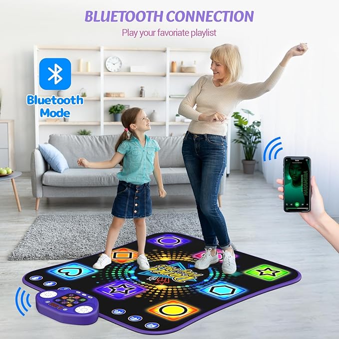 Dance Mat Toys for 3-12 Year Old Girls - Light Up 8 Buttons Dance Mat for Kid Age 4-8 Bluetooth Dance Pad - Kids Toy 8-12 Year Olds, Birthday for 3 4 5 6 7 8 9 10+ Year Old Boys Kids