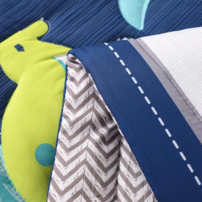 Wowelife Dinosaur Mini Crib Bedding Set for Boys Blue Premium 3-Piece Baby Bedding Sheet Set Dinosaurs Nursery Crib Set Crib Comforter Set Breathable and Soft for Baby