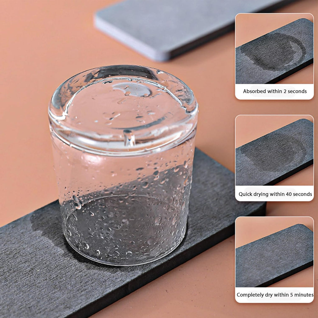 2 Pcs Water Absorbing Stone Trays, Kitchen/Bathroom Sink Soap Dish, Diatomite Tray Used for Hand Soap & Cosmetic Bottles in The Modern Home, 3.15" W x 11.8" L, Dark Gray