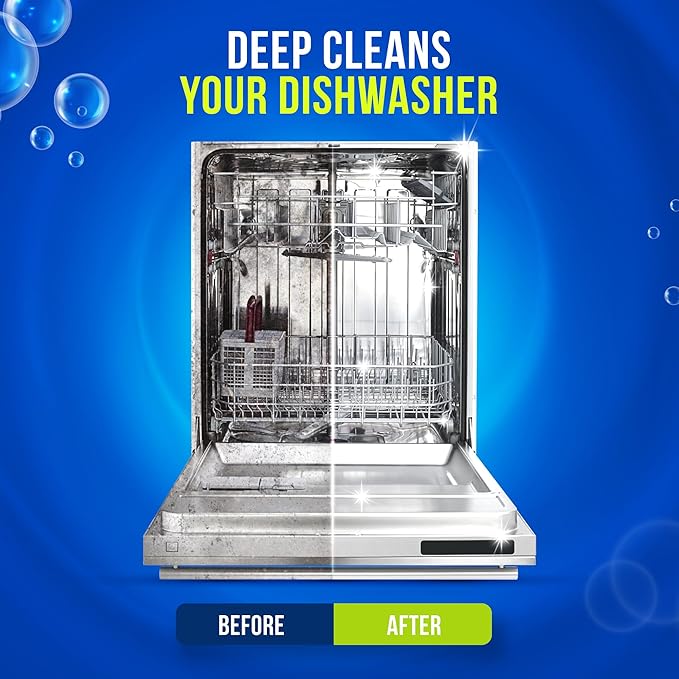 Dishwasher Cleaner and Deodorizer Tablets 26-Pack, Deep Cleaning Descaler for Dishwasher Machine, Heavy Duty, Septic Safe, Removes Grease & Build-ups, 1 Year of Cleaning Supplies (Unscented)