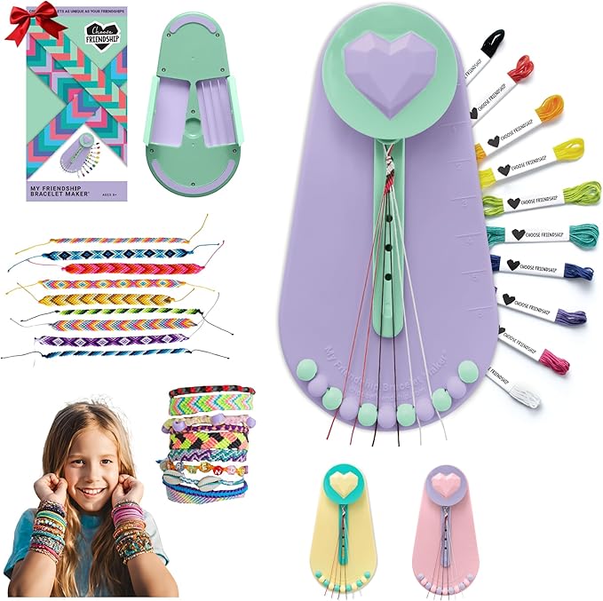 Choose Friendship Bracelet Making Kit – DIY Craft Loom for Kids Ages 8+, New & Improved Design, Includes 20 Threads, Makes 8 Bracelets, Green “Lime Rickey”