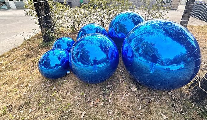 Big Shiny Balls Giant Inflatable Mirror Balls for Events & Decor - Party, Advertising, Shows, Stage Decoration - Hanging & Standing-Various Sizes & Colors - Blue (1.2m/3.94ft)