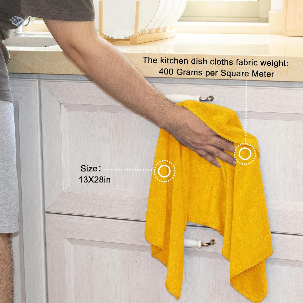 kimteny 13x28 Inches Kitchen Cloth Dish Towels, 400 GSM Premium Dishcloths, Super Absorbent Coral Velvet Microfiber Cleaning Cloths, Fast Drying Rags for Washing Dishes (8 Pack, Orange)