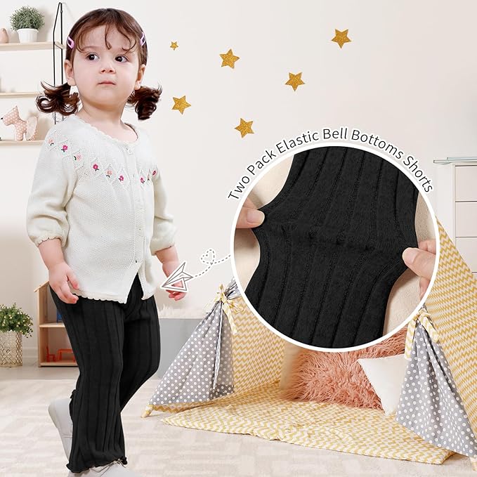 Neutocd Baby Girl Flare Pants Toddler Bell Bottoms Leggings Infant Stretchy Soft Trousers Solid Elastic Waist Pants