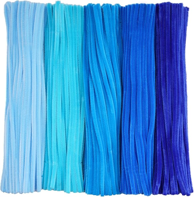 Caydo 500 Pieces Blue Pipe Cleaners, Chenille Stems, Pipe Cleaner Crafts for DIY Art and Craft Projects Creative Gift Party Decorations