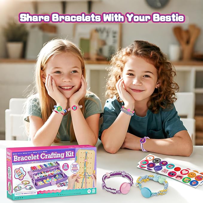 Cmiolacuna Friendship Bracelet Making Kit for Girls, 3-Layer Storage Box Arts and Crafts Bracelets Jewelry String Maker Kit Ages 8-12,Best Christmas Birthday Gift for Girls 6 7 8 9 10 11 12 Year Old