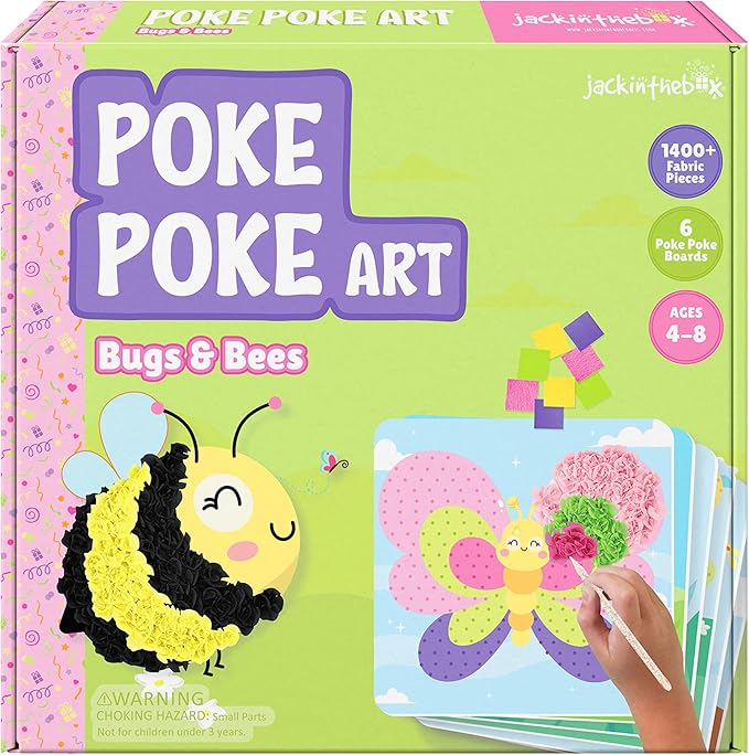 jackinthebox Poke Poke Art – Bugs Theme, Mess-Free Fabric Art and Craft, Flower Pressing Kits, Gift for Kids, Toys for Girls and Boys Ages 4 5 6 7 8