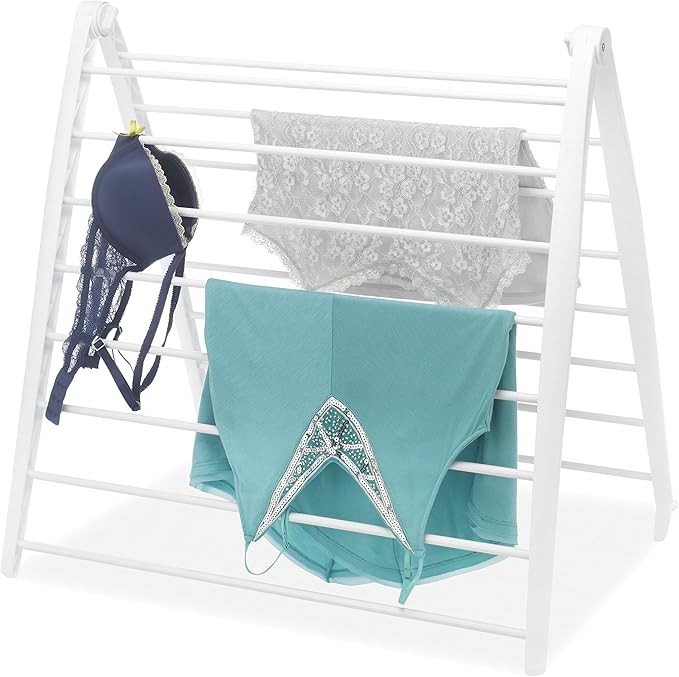 Whitmor Spacemaker Folding Drying Rack, Freestanding Indoor Clothes Dryer, Space Saving Compact Design, 6"L x 26"W x 51.5"H, White