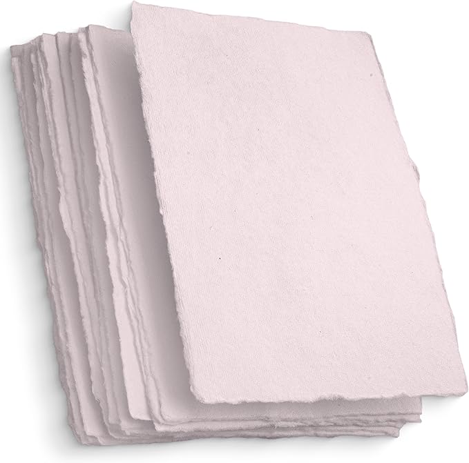 Wanderings Pink A4 Handmade Paper with Deckled Edge - 8.3" x 11.7", 150 GSM, 50 Sheets Textured Paper - Perfect for Light Watercolor, Drawing, Writing, Printing & Mixed Media