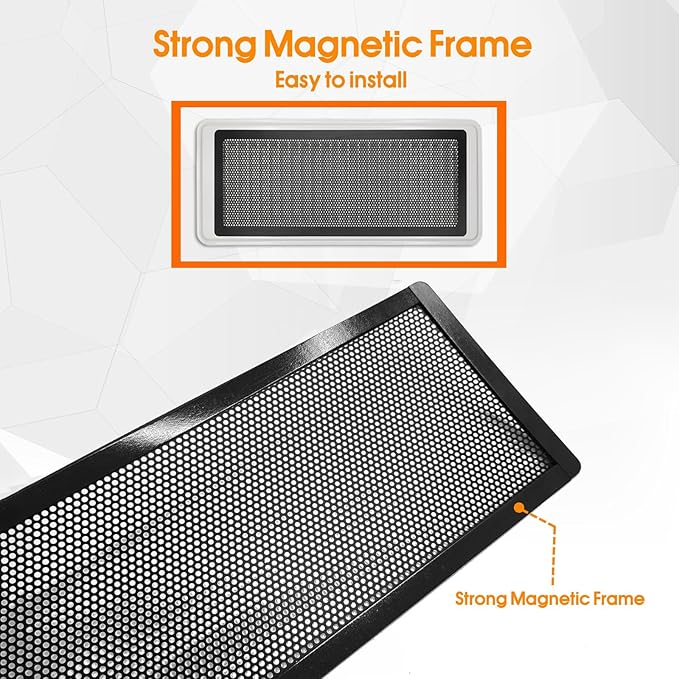 Floor Register Vent Cover, 2"x14" Magnetic Air Vent Screen Mesh Covers for Home Floor/Wall/Ceiling Registers Air Vent Filters, Black (4 Packs)