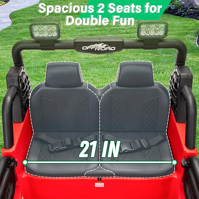 2 Seater Ride On Car Truck with Remote Control XL, Kids 24V Battery Powered Electric Vihicle w/21 in Seat, 3 Speeds, 2WD/4WD Switichable, Shock Absorbers,Bluetooth, Flower, Gift Choice
