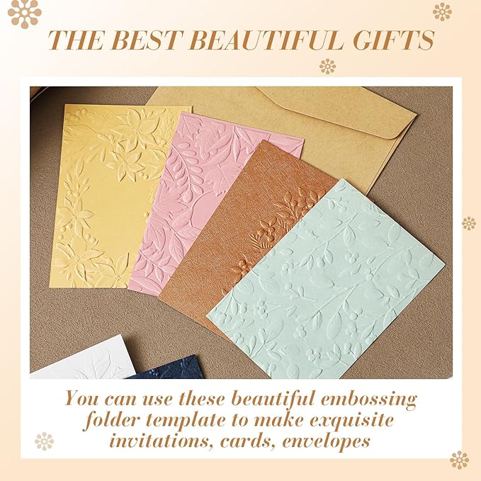 Geiserailie 8 Pcs Embossing Folders Embossing Machine Template Paper Card Folders for Christmas Card Making DIY Flower Scrapbook Photo Album Craft Decoration 5.9 x 4.1 Inch (Stylish Style)