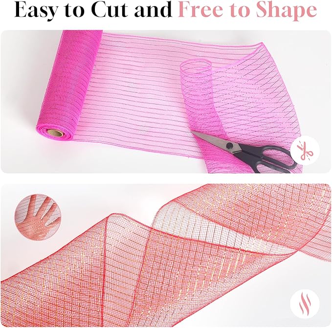 2 Rolls Mesh Ribbon for Wreaths 10 Inch x 30 Foot Wreath Mesh Rolls with Metallic Foil for Easter Christmas Party Wedding Home Decor DIY Craft Projects and Gift Wrapping (Light Blue)