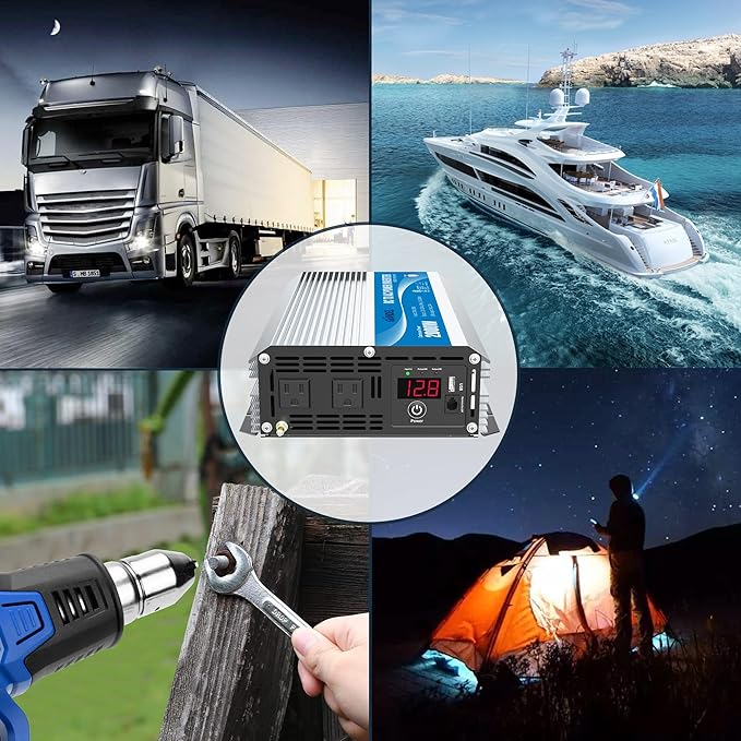 GIANDEL 2000Watt Power Inverter 12V DC to 110V 120V AC ETL Listed UL458 STD 2000W Inverter with 15 FT Wired Remote LED Display Dual Outlets for RVs Off Grid Solar Setup Truck Boat Marine