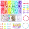 Candy Color Acrylic Beads Kit Pastel Round Beads Assorted Plastic Bead Kit Letter Pearl Colorful Elastic String CCB Cute Loose Spacer Bulk for Bracelets Necklace Jewelry Making DIY Crafts