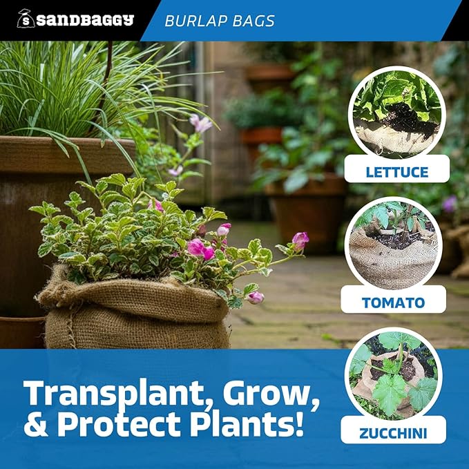 Burlap Bags 22" x 36" - Great for Planting/Gardening - Kids Sack Bag - Plant Covers - Sacks Burlap by Sandbaggy (1 Bag)