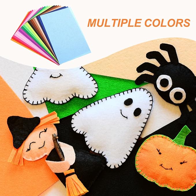 MECCANIXITY Felt Square Shape Craft Felt Sheets 7.87Inch x 7.87Inch for Home Decor Party Crafting Art, 10 Colors, Pack of 100
