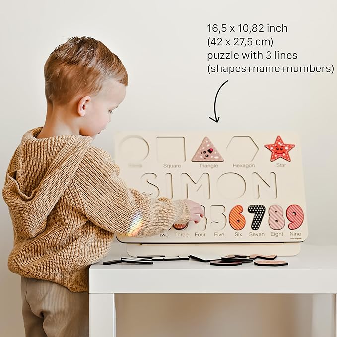 Puzzles for Toddlers Boy and Girl, Personalized Name Puzzle, 12 Month Toy, Gifts for 0 1 2 3 Years Old, Baby Gifts, Baby Shower, Christmas, NewBaby Gift, 0 3 6 9 12 18 24 36 Months