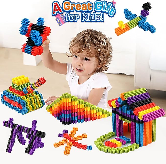 Gears Interlocking Learning Set, STEM Construction Toy Set - Building Kids Toys 180 Pcs - 10 Colors