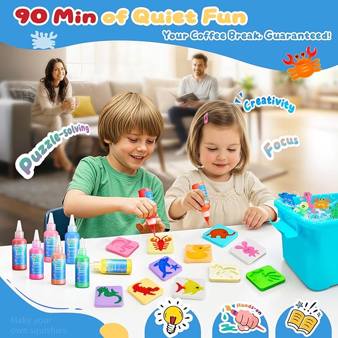 Crafts Kits Toys - Birthday Gifts for Girls & Boys 6-12, 25 Molds 20 Colors Magic Water Elf Toy Kit, Aqua Fairy Water Gel Kit for Kids, DIY Squishy Maker, Make Your Own Water Pets