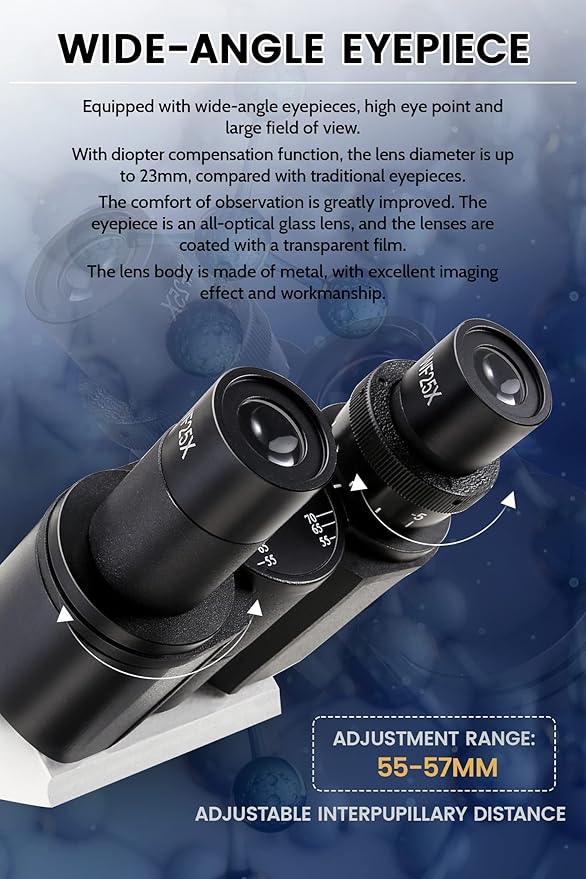 40X-5000X Compound trinocular Microscopes trinocular fo Adults, with 5.0 mp Camera with Microscope Slides 30p, Microscope Accessories, Microscopes Abbe Condenser