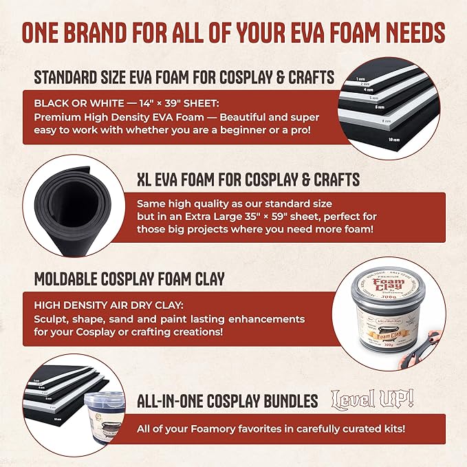 The Foamory's No Waste Half Round EVA Foam Dowel. 3 Pack of 5-25mm x 1M High-Density Black Craft Foam Sticks. Pre-Cut, Paint Ready for Cosplay Armor Trim, Weapon and Costume Design. Time Saving Bevel