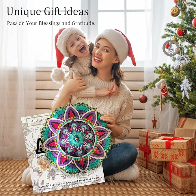 Hanging Wind Spinners for Yard and Garden Mandala Purple Star,Kinetic Wind Spinners Outdoor Worth Gift Christmas Decorations,12Inch Stainless Steel Wind Spinner for Outdoor&Indoor Decor