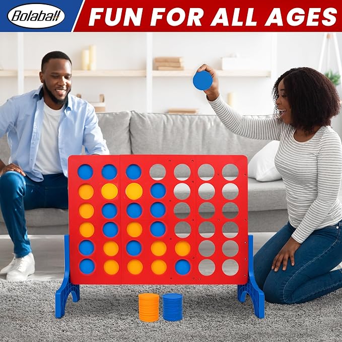 Bolaball 4 in a Row Tabletop Game – 1.8 Ft 4 to Score Game for Kids & Adults, Indoor/Outdoor Family Yard, Portable Party for Home, Picnic & Travel, Plastic Version.