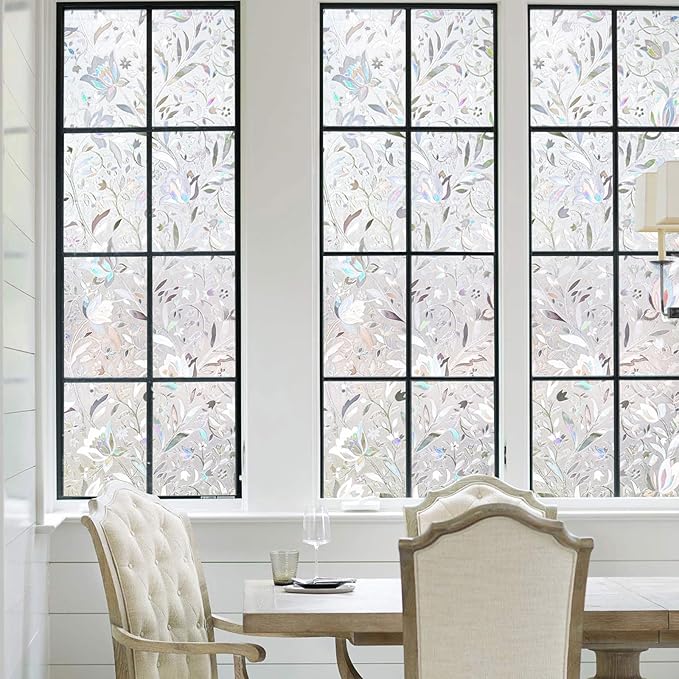 Kromapolis Window Film, Window Privacy Film, Window Vinyl Glass Covering, Stained Glass Decorative Film, Window Film Privacy Frosted Static Clings, Non-Adhesive, No-Glue (17.5 x 78.7 inch)