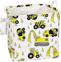 FANKANG Square Nursery Hamper Storage Bins Canvas Laundry Basket Foldable with Waterproof PE Coating Storage Baskets Gift Baskets for Children, Office, Bedroom, Clothes（Square-Engineering ）