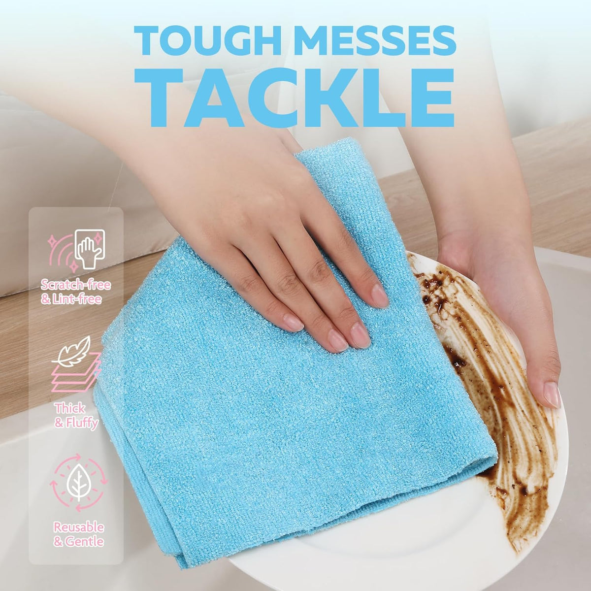 Fantasticlean XL Tear-Away Microfiber Cleaning Cloth Roll, 16'' by 16''- 36 Sheets, Thick & Large Detailing Towels, Ultra Absorbent, Lint-Free Reusable Wipes for Home, Car or Outdoor (Glossy Blue)