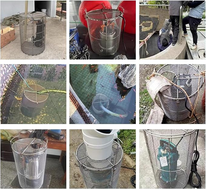 Stainless Steel Pump Filter Cover Water Pump Protective Cover Sump Pump Anti-Clogging Outdoor 1mm Mesh Pump Cover Barrier Durable And Strong For Septic Tanks Farm Irr(Size:35x60cm/13.7"x23.6",Color:A)