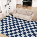 Super Soft Rug for Bedroom, 8x10 ft Blue and White Area Rug Classic Checkered Shaggy Anti-Skid High Pile Soft Fluffy Rug Fuzzy Carpet for Living Room Bedroom Kids Room Nursery, Dorm