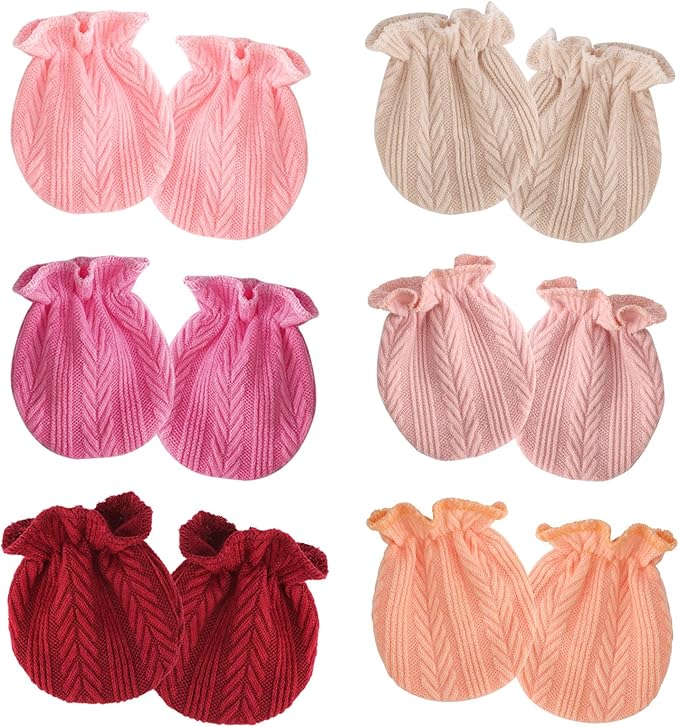 Newborn Baby Mittens No Scratch Cotton Elastic Wrist Gloves Infant Toddler Mittens for Baby Boy Girl 0-6 Months