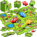 64 PCS Puzzle Race Track Car Set: Toddlers Kids Boys Girls Toys & Gifts for 3 4 5 6 Year Old | Puzzle Tracks Car Toys | with 3 Small Cars Toy and Roadblocks | Play & Learn Toy | Kid for Ages 3-5 4-6