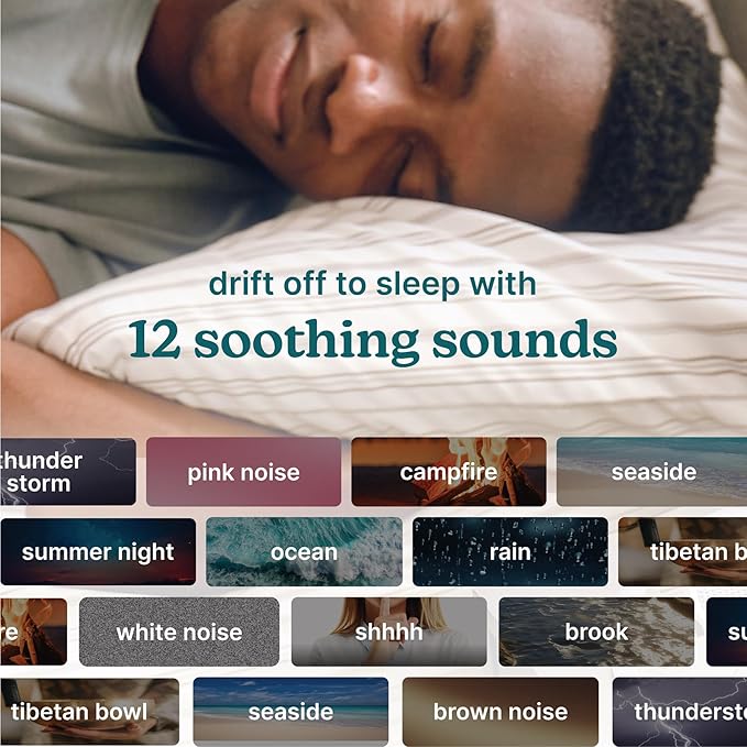 Homedics Sleep Better Portable Sound Machine, Night Light,12 Soothing Sounds Including White Noise, Rain, and Thunderstorm, Ultra-Portable Design, Auto-Off Timer, Ideal for Travel & Baby Sleep, Cream