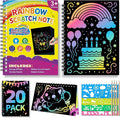 HXDOGSP Scratch Art for Kids: 20 Pack Rainbow Scratch Paper Party Favors - Art Crafts Notebook Suitable for Birthday Gifts/School Crafts Kit/Classroom Prizes for Girls and Boys Aged 4-12