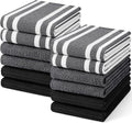 Homaxy Premium Kitchen Towels(18”x 28”, 12 Pack), Large Cotton 380 GSM Kitchen Hand Towels, Soft and Absorbent Terry Dish Towels, Multipurpose Tea Towel Set with Hanging Loop, Black