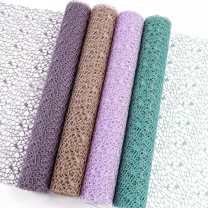 Korean Jacquard Net Mesh Openwork Floral Wrapping Paper 1 Roll Florist Supplies Flower Bouquet Wrapping Paper Floral Supplies for Fresh Flowers, 50cm x 5 Yard (Korean Pink)