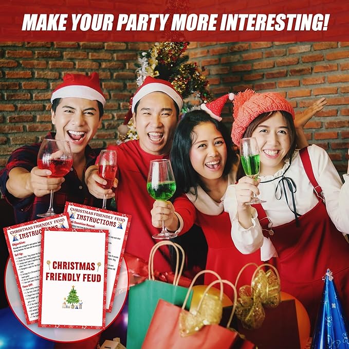 Christmas Friendly Feud Game, Funny Christmas Party Games, Friendly Feud Trivia Quiz for Family, Winter Xmas Holiday Party Supplies for Adults -09