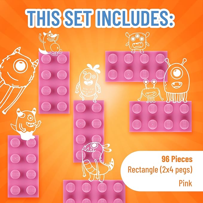 Strictly Briks Classic Bricks Starter Kit - 96 Pink 2x4 Blocks - Creative Play Set for Ages 3+ - Compatible with Major Brick Brands & Block Kits