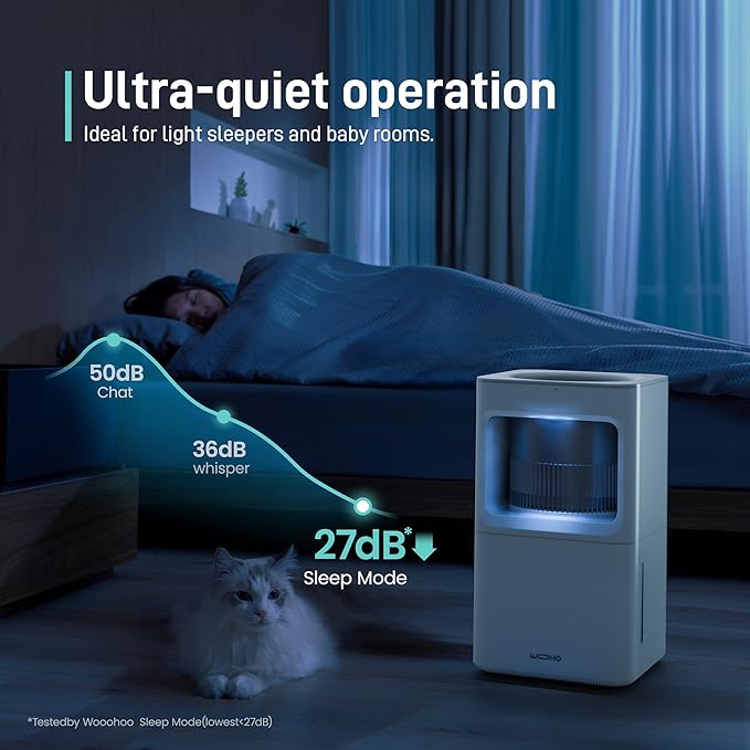Evaporative Humidifier for Bedroom, 2.11Gal/8L Quiet Humidifiers Large Room with SleepyTime, Aroma Diffuser, 6 Speeds, Top Fill, No White Dust, Auto Off Humidifier for Baby Nursery Home Office