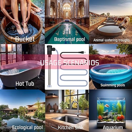 240V 3000W Immersion Water Heater for Pool & Hot Tub – Portable Electric Submersible Heater with Auto Shut-Off and WiFi Timer for Above Ground Pool, Swimming Pool, Bathtub & Inflatable Pool