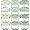 KeaBabies 12pk 4oz Glass Baby Food Containers with Lids - Leak-Proof, Microwavable Small Glass Jars, Baby Purees & Toddler Snack Storage Containers, BPA-Free, Dishwasher & Freezer Safe (Sage)