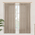 YoungsTex Oatmeal Linen Semi Sheer Curtains 63 Inch Length for Living Room, Light Filtering Window Drapes with Back Tab for Bedroom, 2 Panels, 40 X 63 Inch